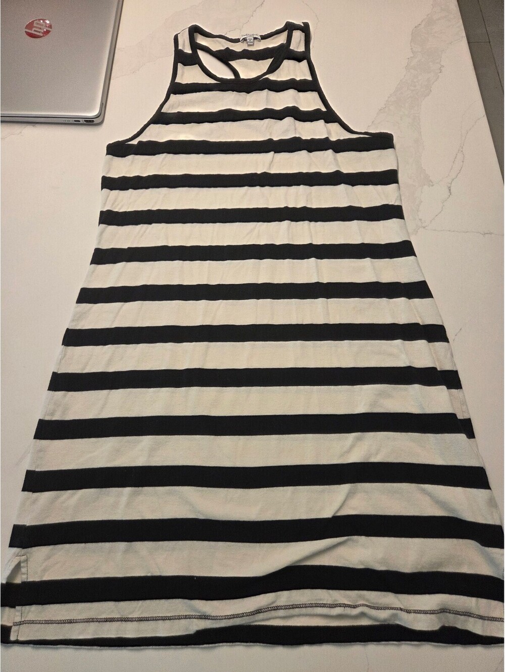 Splendid Black and White Striped Cotton Tank Dress XL